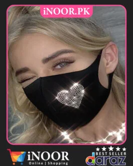 Fancy Face Mask Online Pakistan Heart Crafted with Stones for Women