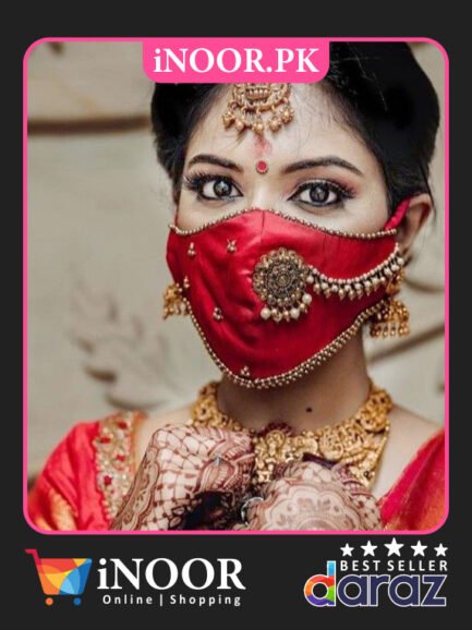 red bridal face mask