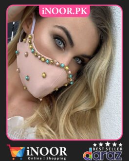 TRENDY Washable Face Mask Daraz Decorated with multicolor Pearls Beads