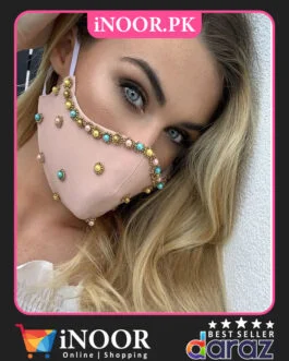 TRENDY Washable Face Mask Daraz Decorated with multicolor Pearls Beads