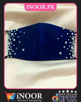 Hottest Anti Dust Face Mask Blue with Pearls Embroidery for Ladies