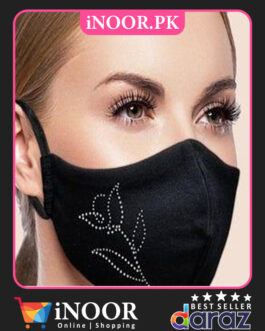 Fancy Black Washable Mask with Beads Embroidery