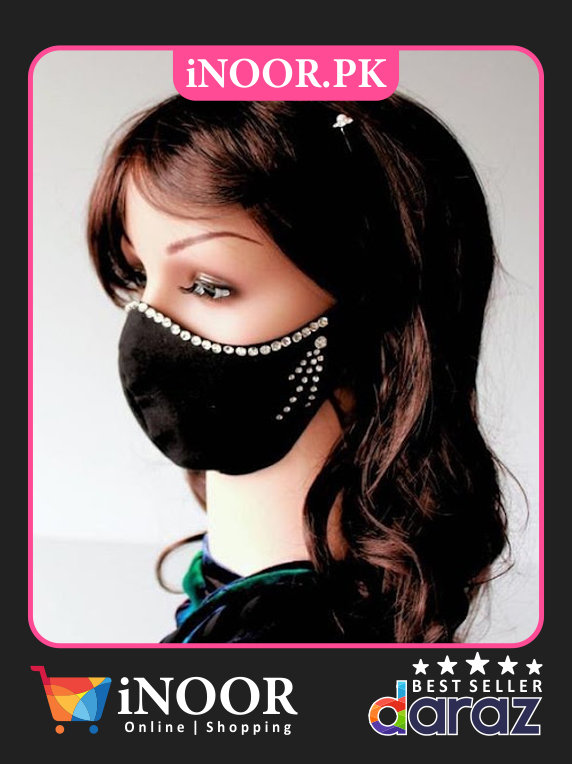 Party wear black face mask online in Pakistan made with high-quality cloth and materials can filter small particles from the air.