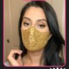 Fashionable golden sequin face mask online in Pakistan made with high-quality cloth and materials can filter small particles from the air.