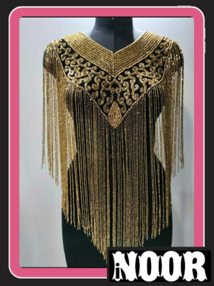 Glamorous Partywear Long Fringes Black Cape