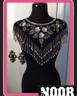 Silver Embroidered Black Cape