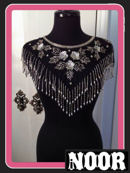 Silver Embroidered Black Cape