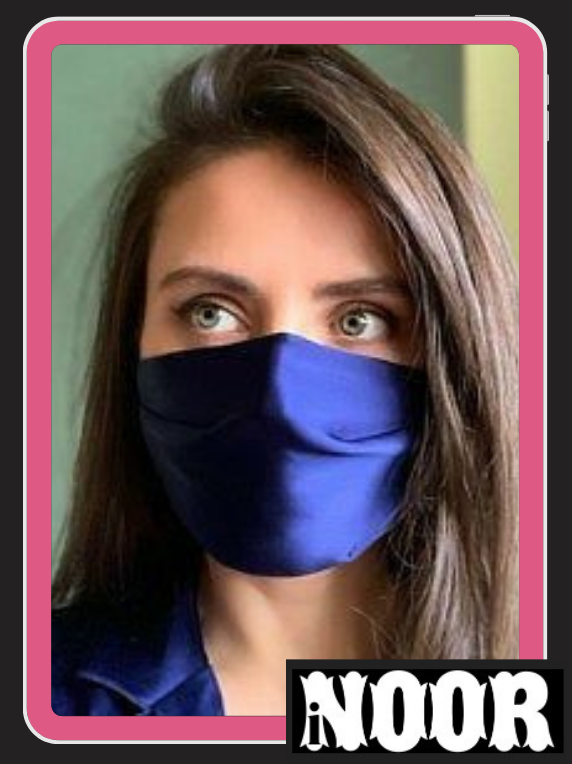 Elegant Plain Blue Silk Face Mask