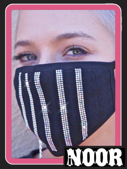 Stylish Black Face Mask Decked With Rhinestones