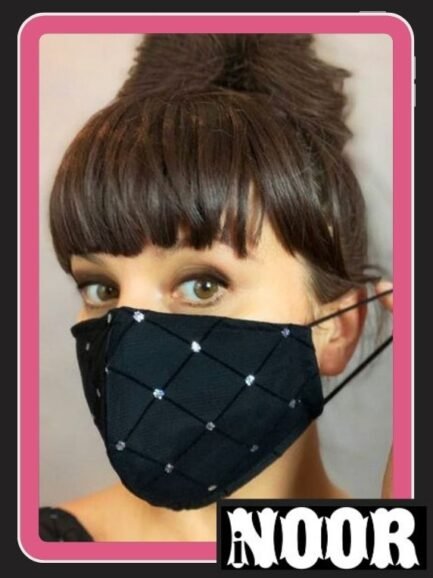 Stylish Rhinestones Black Face Mask Online Pakistan