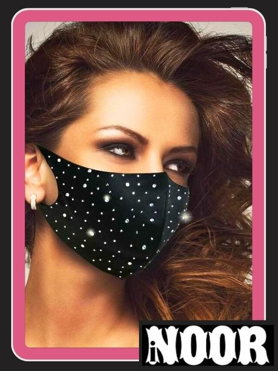 Trending Rhinestones Black Face Mask