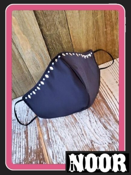 Rhinestone Decked Black Face Mask
