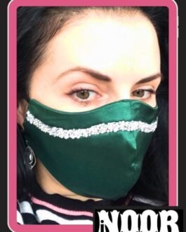Stylish Partywear Green Silk Face Mask for Girls