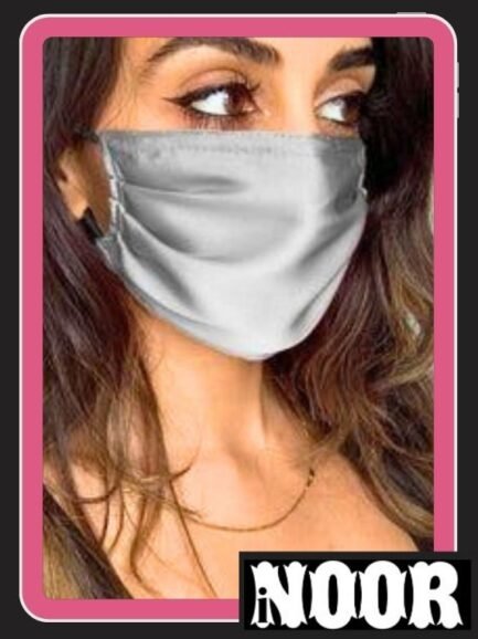 Ash Grey Silk Face Mask for Girls