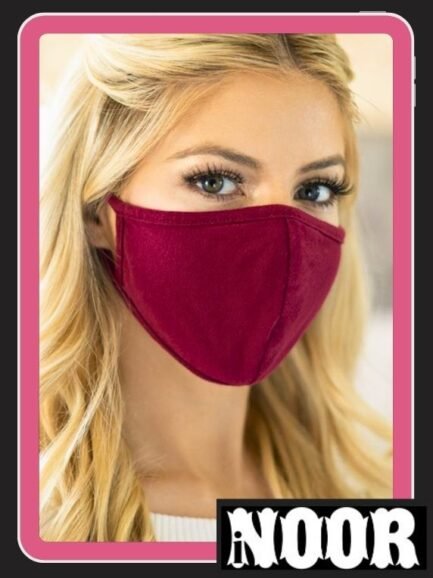 Beautiful Maroon Plain Silk Face Mask for Girls