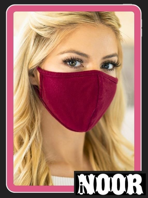Beautiful Maroon Plain Silk Face Mask for Girls