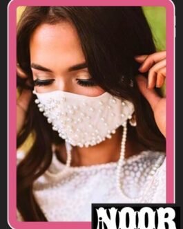 Latest Beaded White Face Mask for Girls